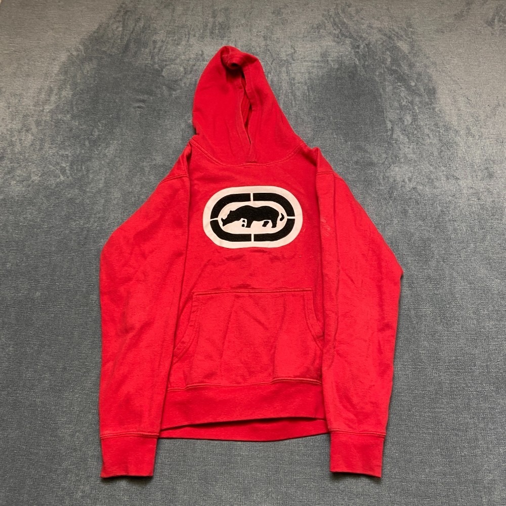 Vintage Ecko Unltd. Hoodie Boys Large 14-16 Red Cotton Fleece Lined Rhino Logo
